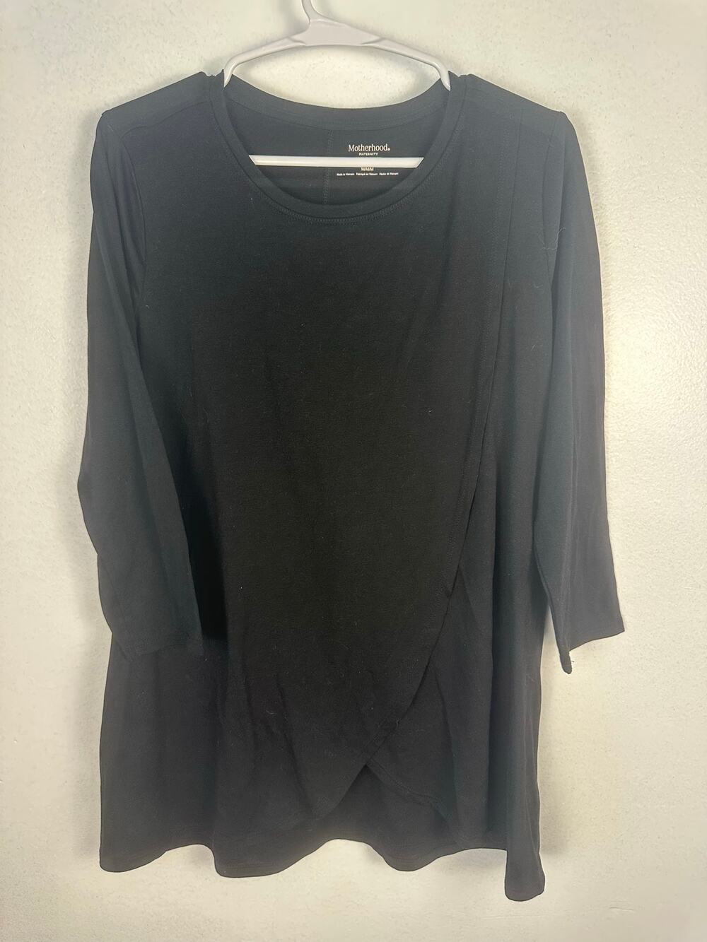 Motherhood Maternity pullover nursing top crossover tulip hem long sleeves Med